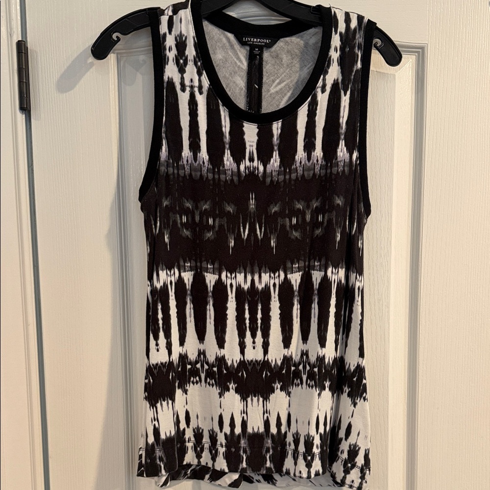 Liverpool Black and White Tie-Dye Tank Top